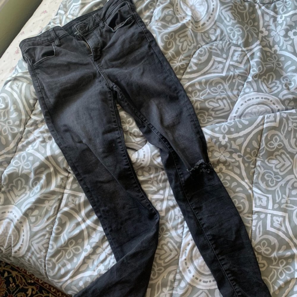 Black Distressed Skinny Jeans- Tall Fit/ Extra Long